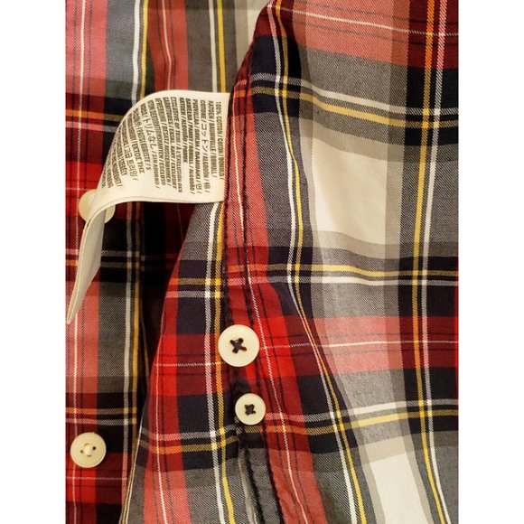 Abercrombie & Fitch AF Button Down Long Sleeved Red Plaid Muscle Shirt Large L - Picture 11 of 15
